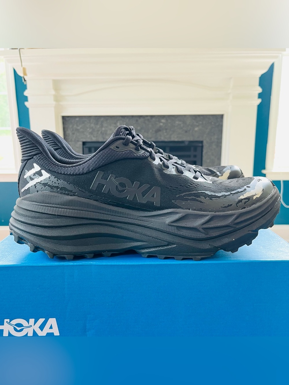 Sz 12.5 HOKA Men's Stinson 7 Trail Running Shoes Triple Black 1141530/BBLC